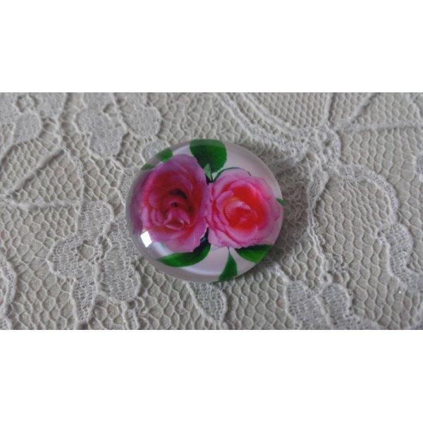 runder Glas-Cabochon 25mm Blume 01-023 