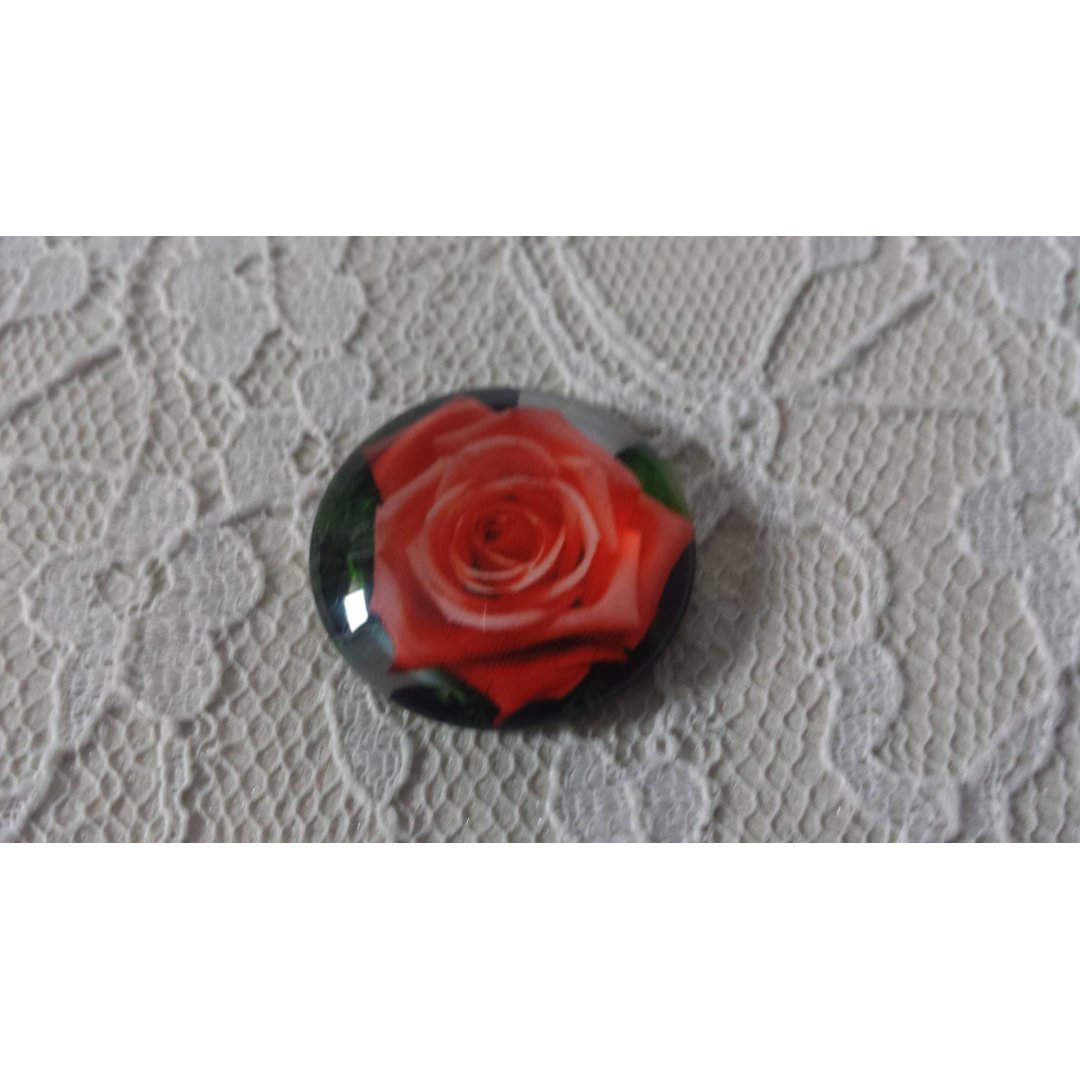 runder Glas-Cabochon 25mm Blume 01-022 