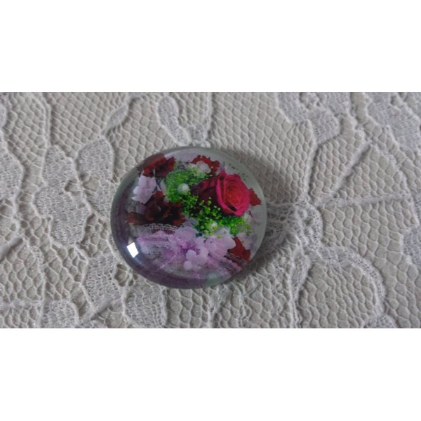runder Glas-Cabochon 25mm Blume 01-020 