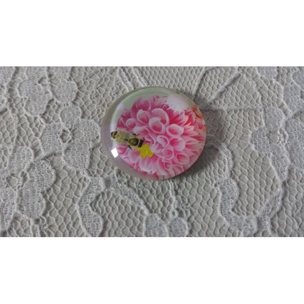 runder Glas-Cabochon 25mm Blume 01-018 