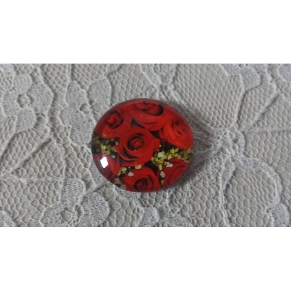 runder Glas-Cabochon 25mm Blume 01-017 