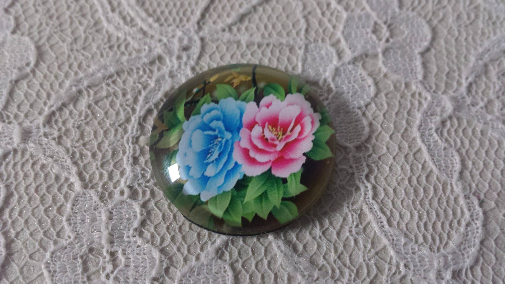 runder Glas-Cabochon 25mm Blume 01-016 