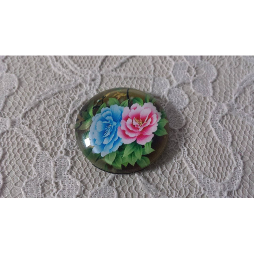 runder Glas-Cabochon 25mm Blume 01-016 