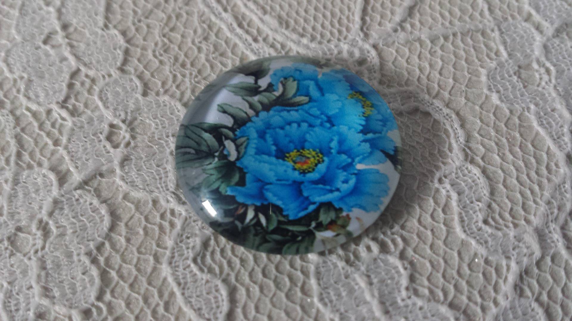 runder Glas-Cabochon 25mm Blume 01-015 