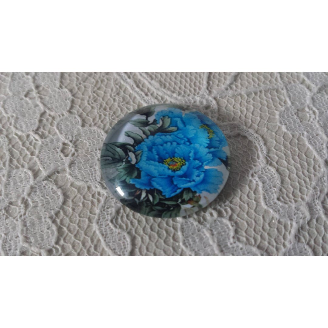 runder Glas-Cabochon 25mm Blume 01-015 