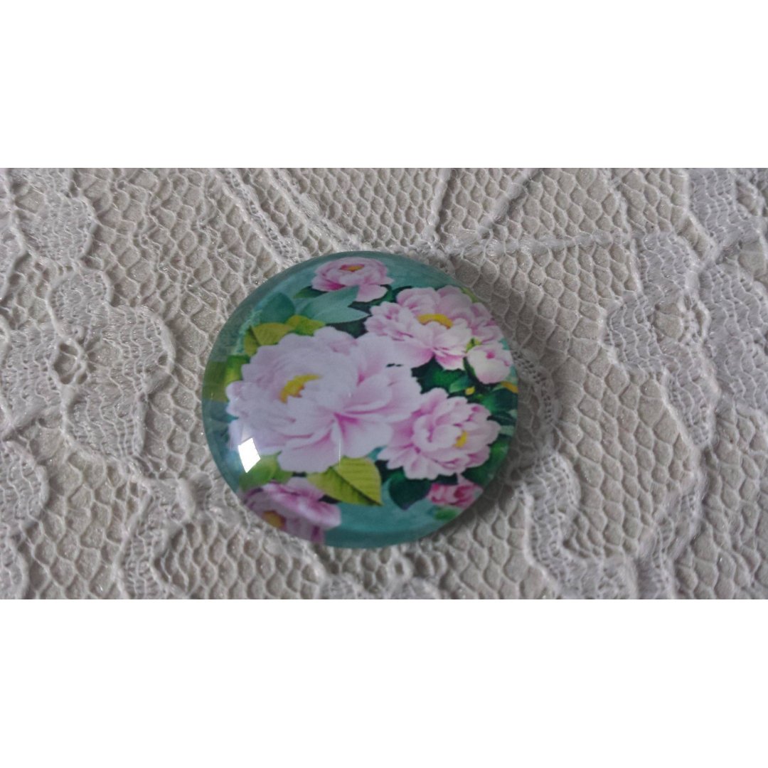 runder Glas-Cabochon 25mm Blume 01-013 
