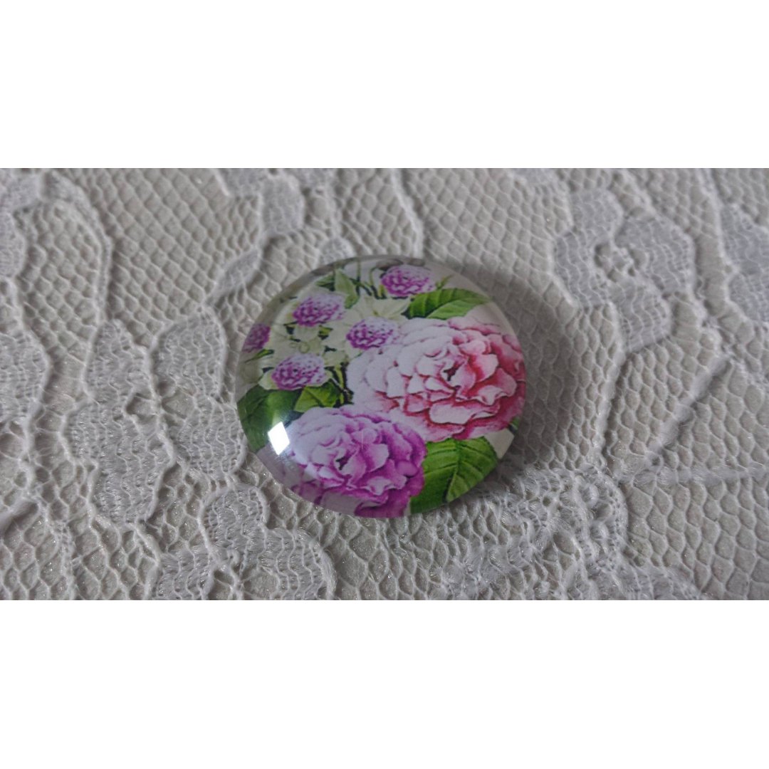 runder Glas-Cabochon 25mm Blume 01-011 