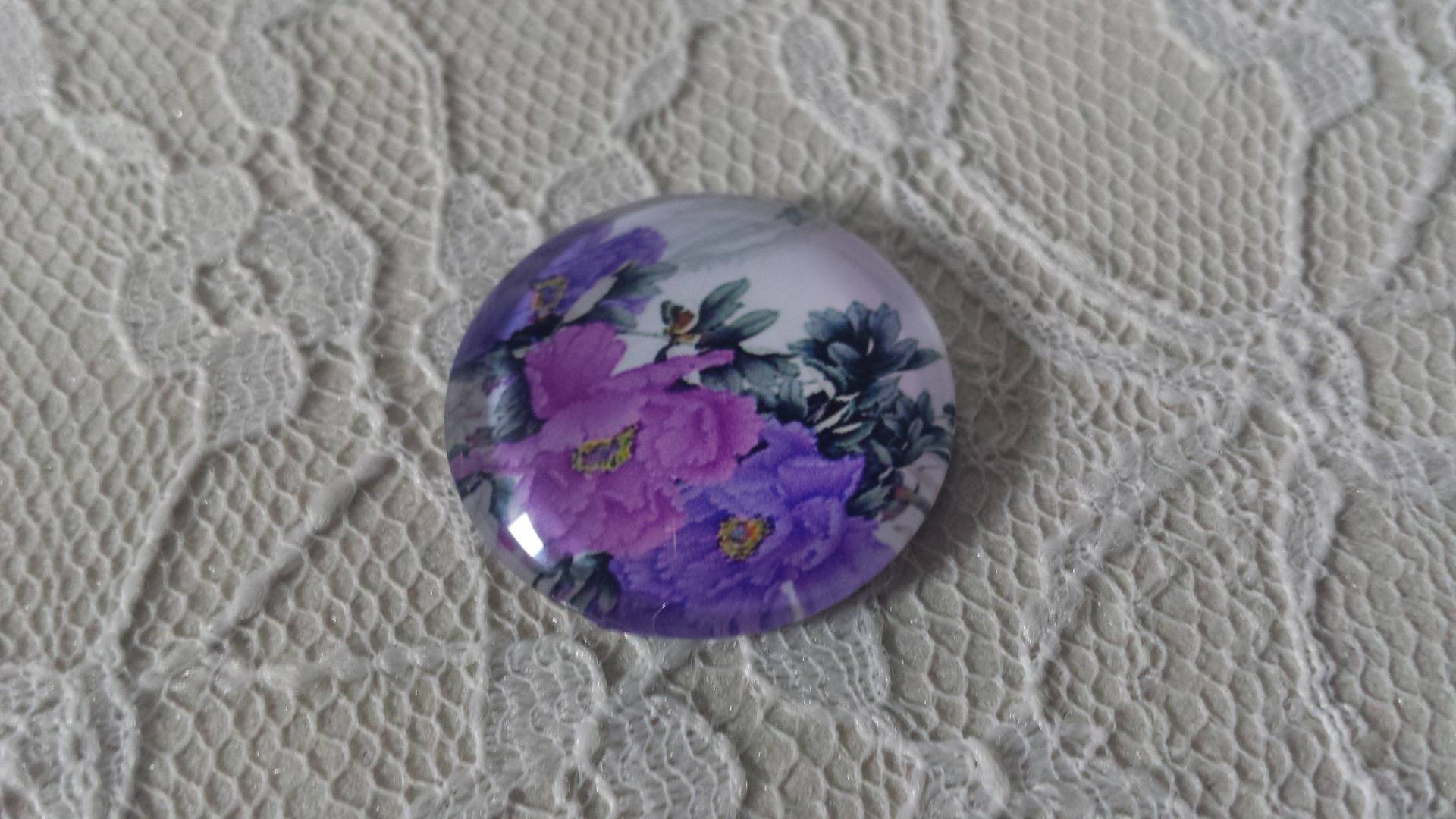 runder Glas-Cabochon 25mm Blume 01-010 