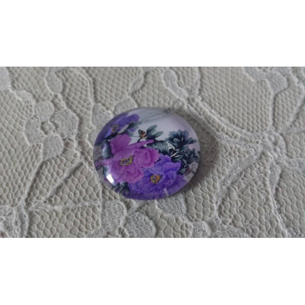 runder Glas-Cabochon 25mm Blume 01-010 