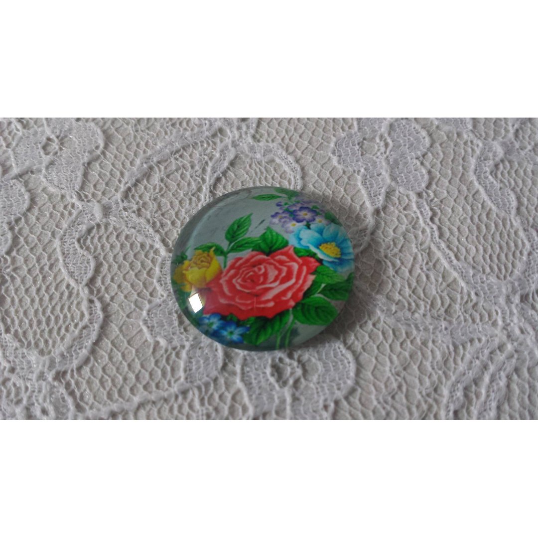 runder Glas-Cabochon 25mm Blume 01-005 