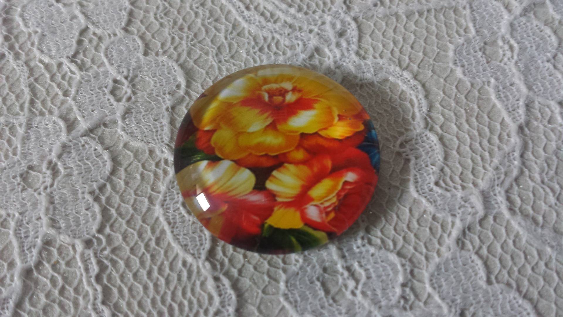 runder Glas-Cabochon 25mm Blume 01-004 