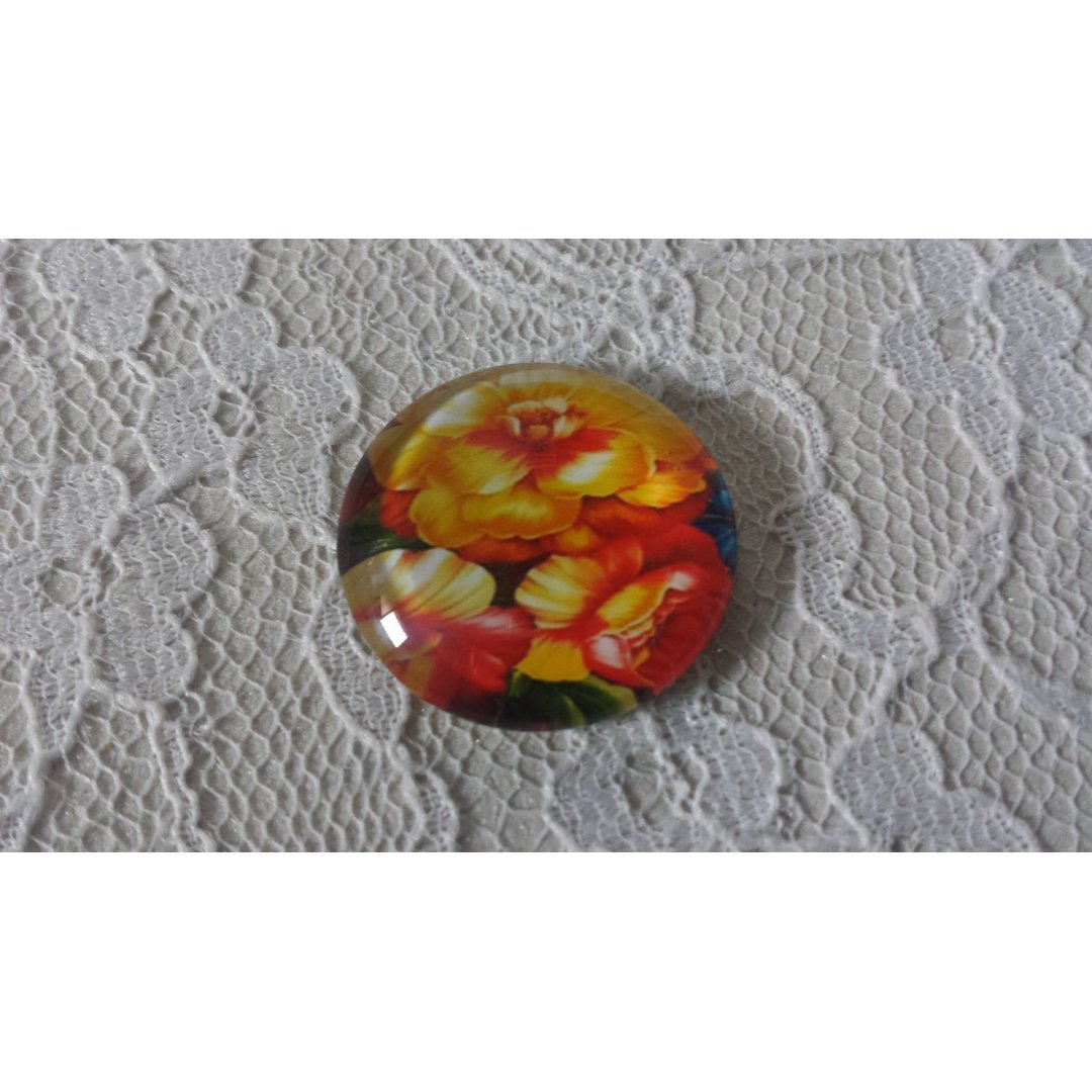 runder Glas-Cabochon 25mm Blume 01-004 