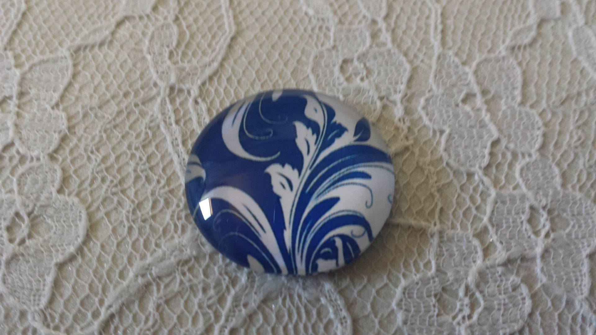 runder Glas-Cabochon 25mm Blume 042 