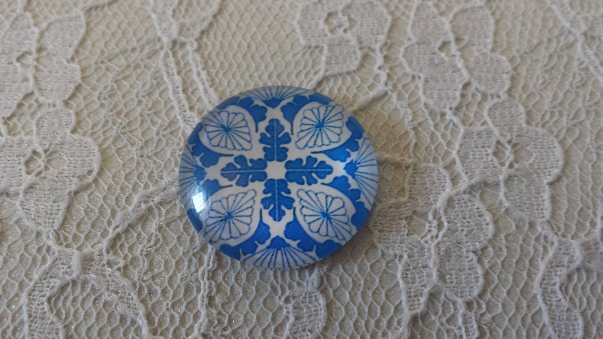 runder Glas-Cabochon 25mm Blume 034 