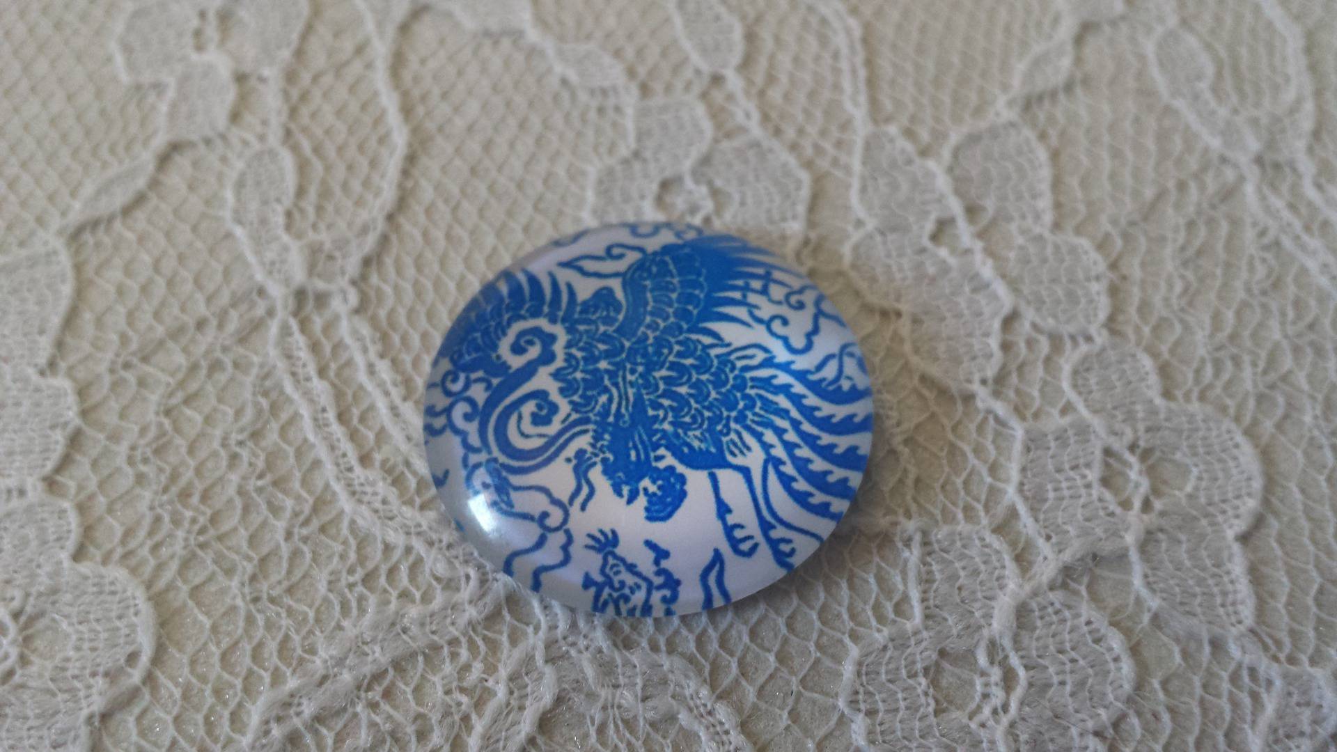 runder Glas-Cabochon 25mm Blume 033 