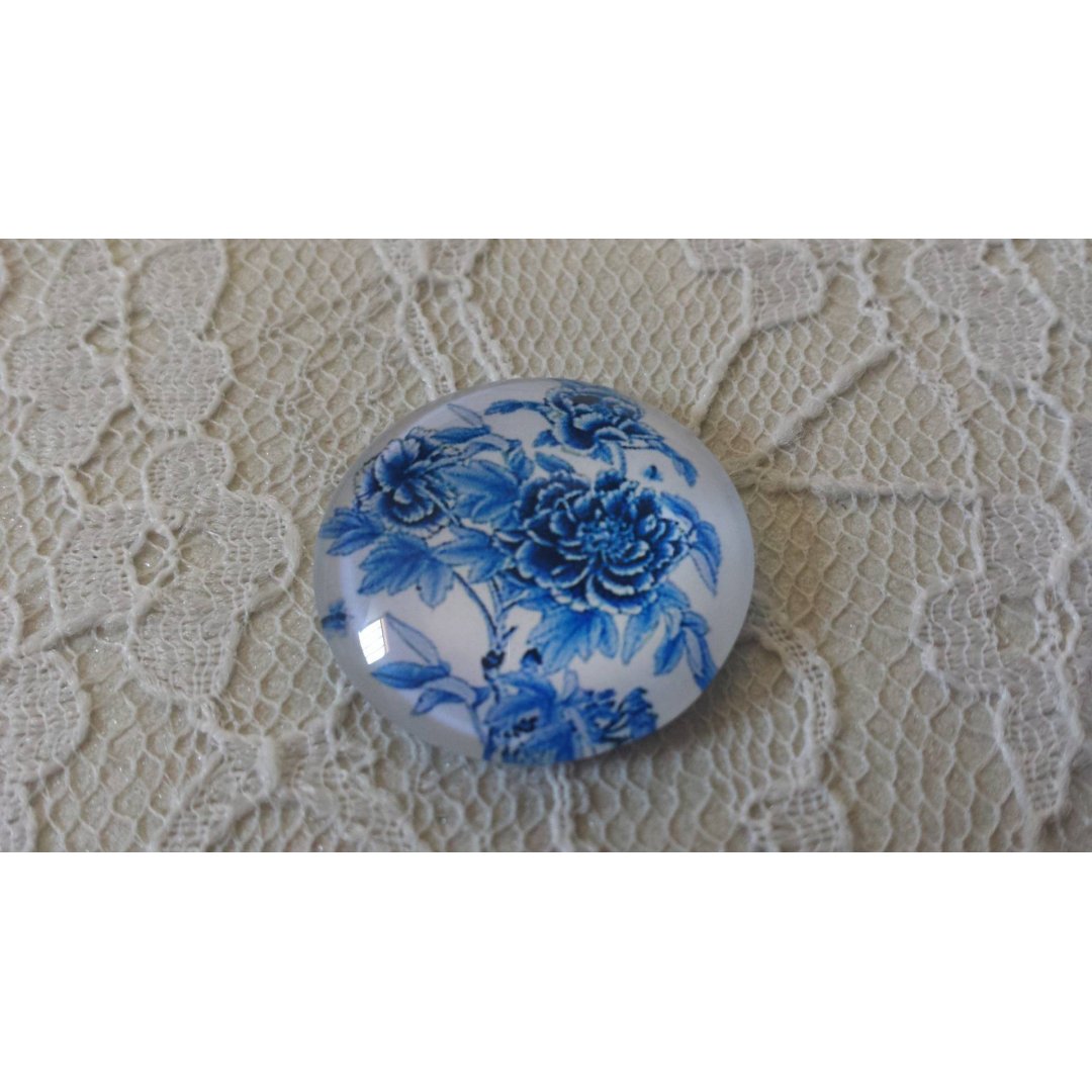 runder Glas-Cabochon 25mm Blume 024 