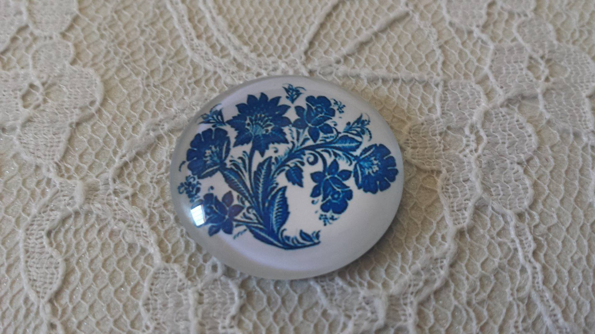 runder Glas-Cabochon 25mm Blume 022 