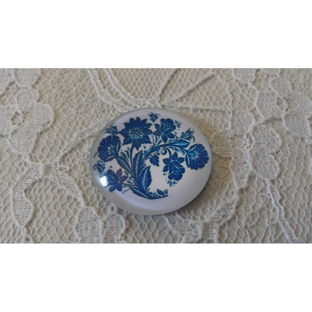 runder Glas-Cabochon 25mm Blume 022 