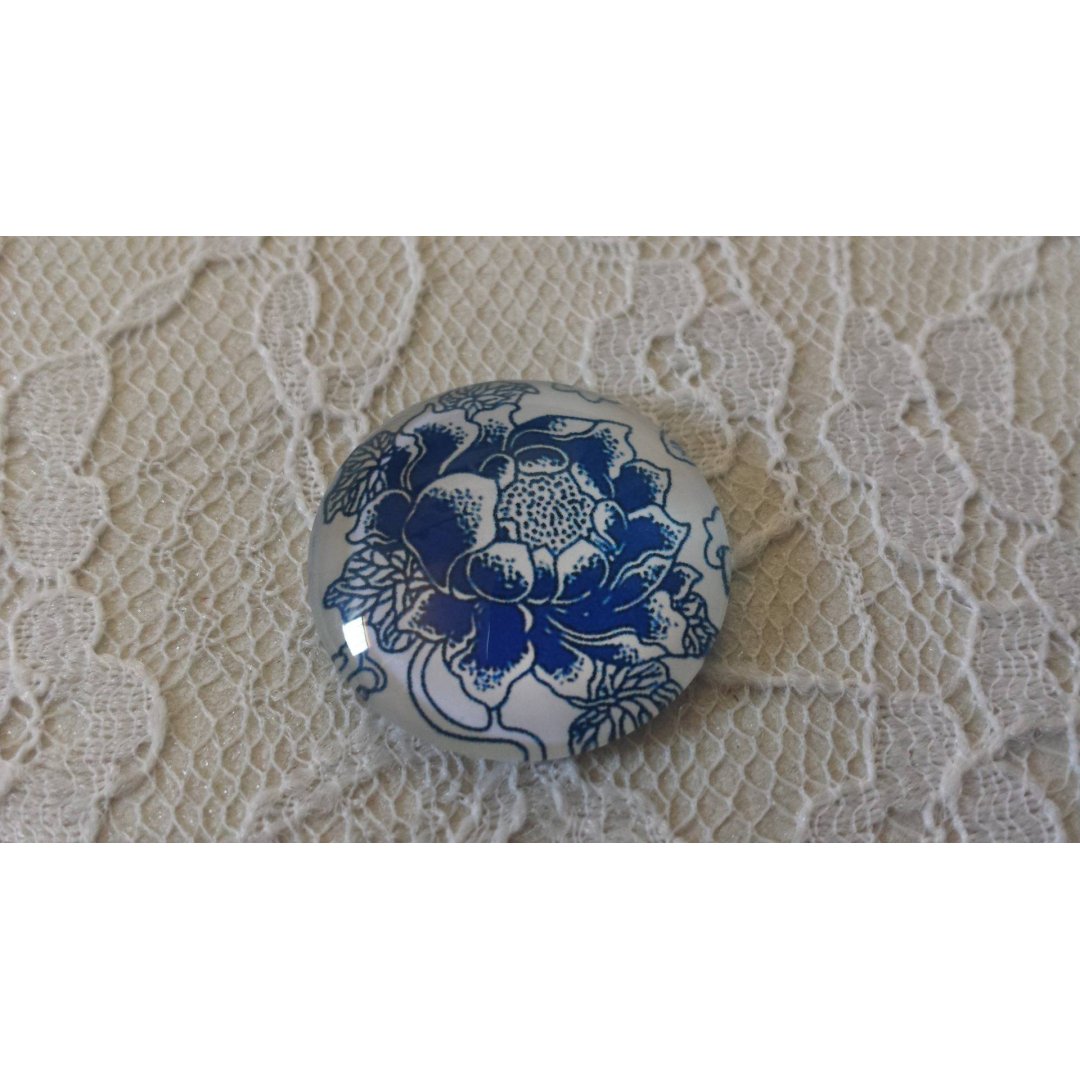 runder Glas-Cabochon 25mm Blume 021 