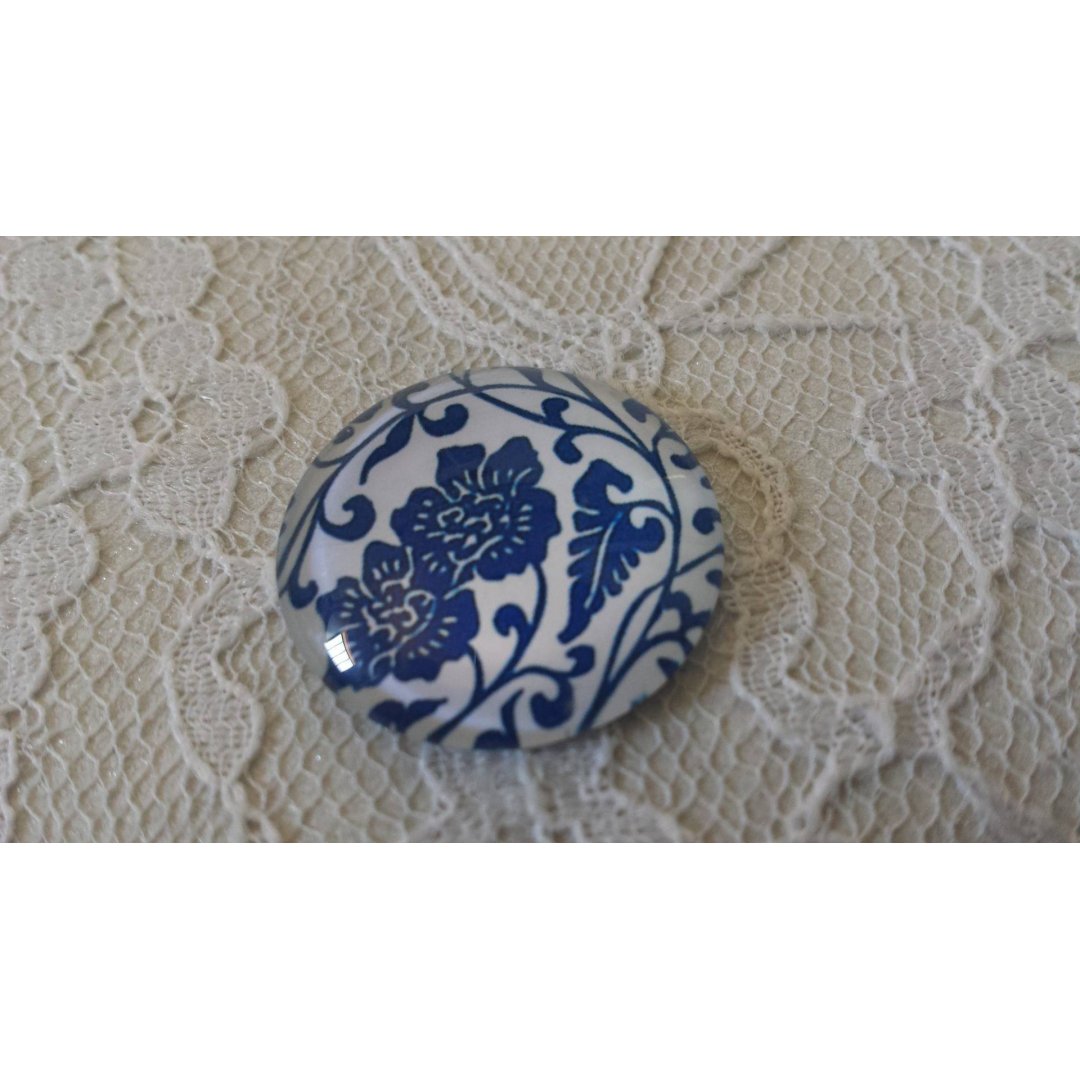 runder Glas-Cabochon 25mm Blume 020 