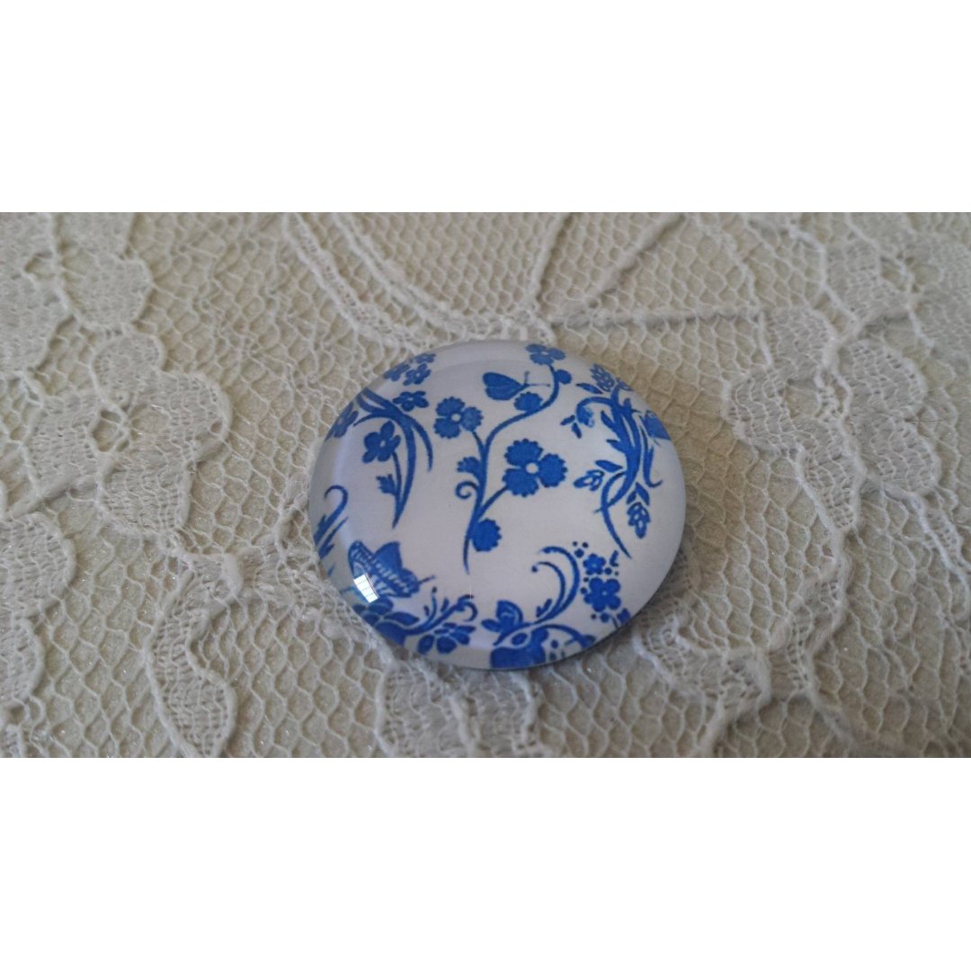 runder Glas-Cabochon 25mm Blume 019 