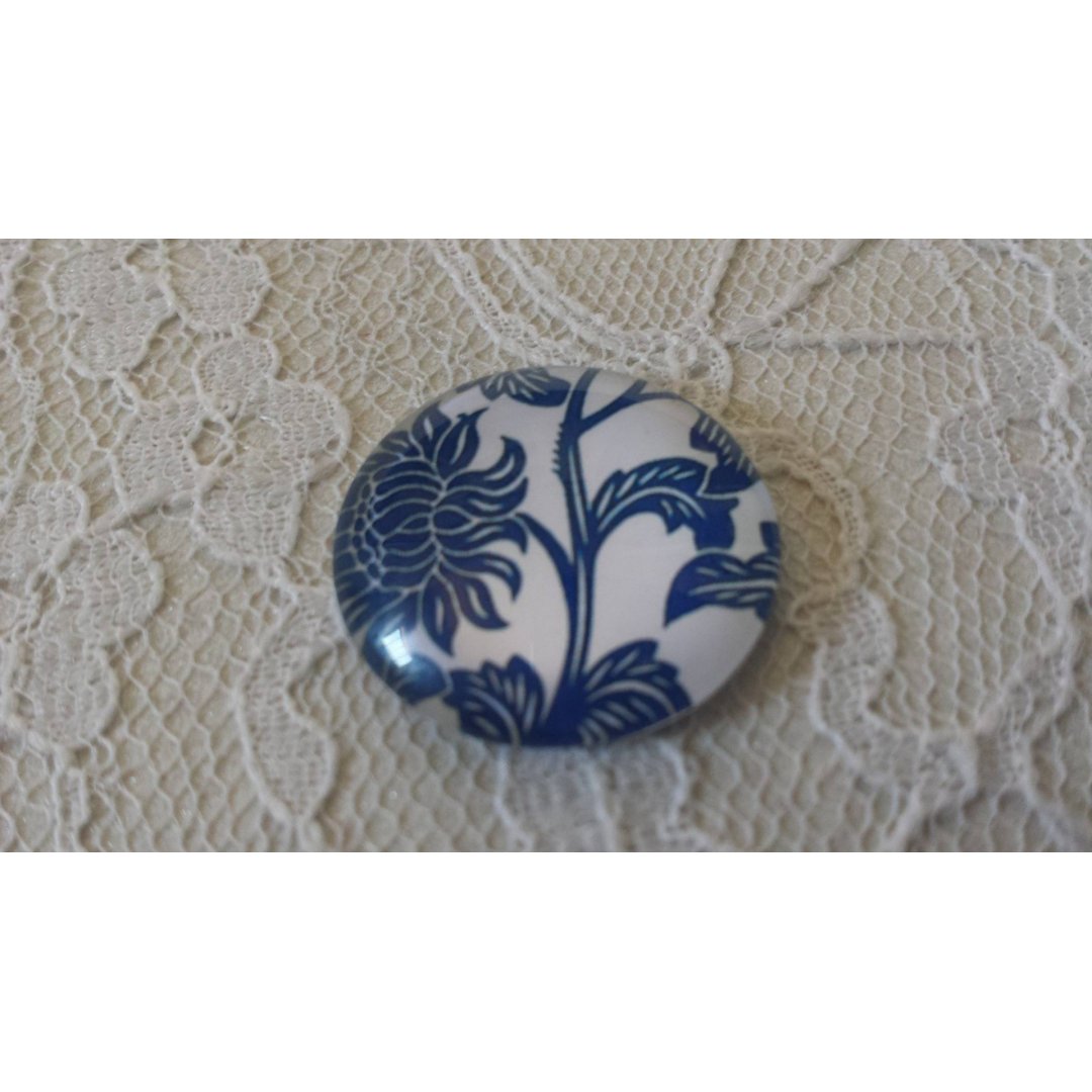 runder Glas-Cabochon 25mm Blume 018 