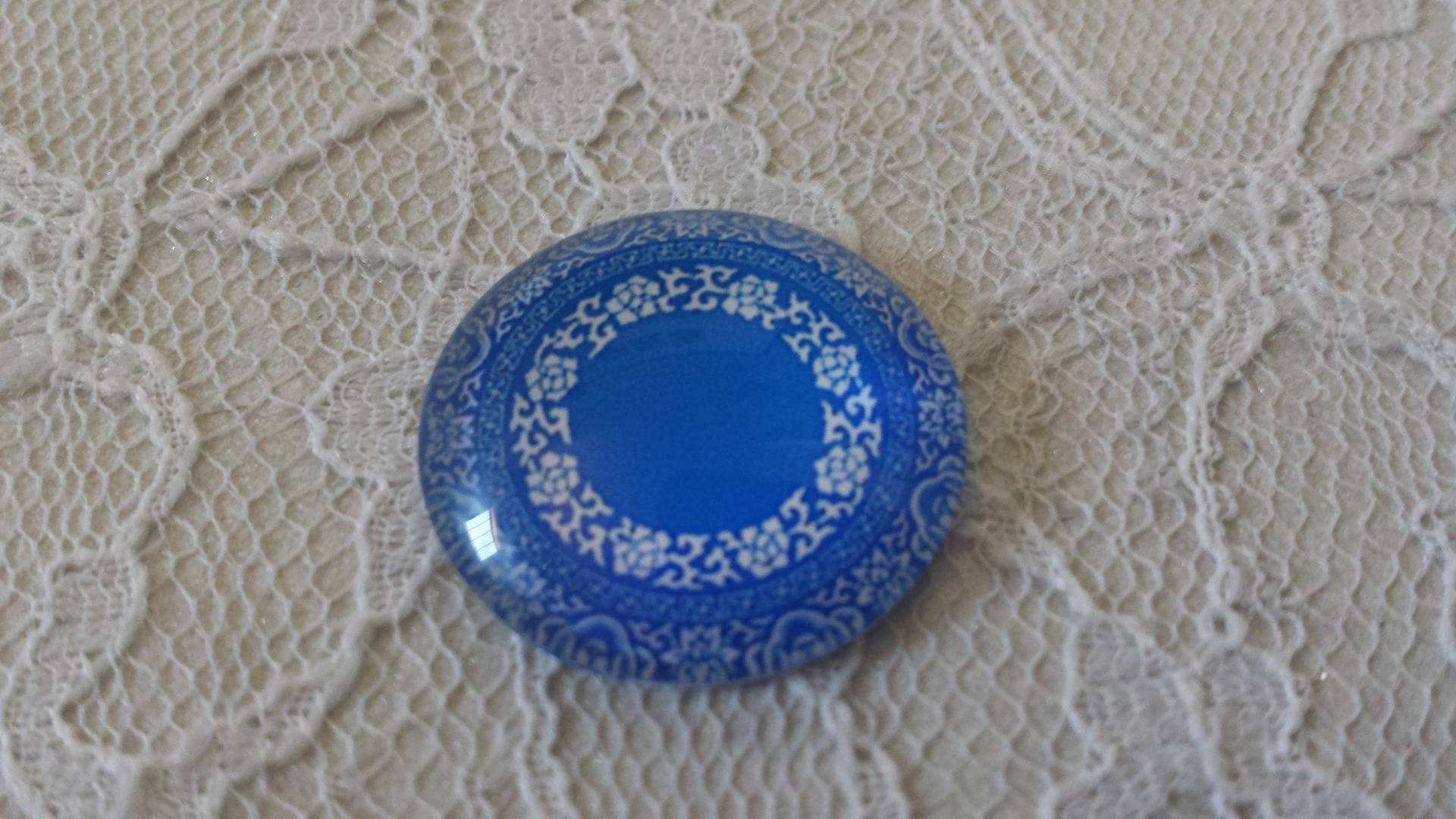 runder Glas-Cabochon 25mm Blume 017 