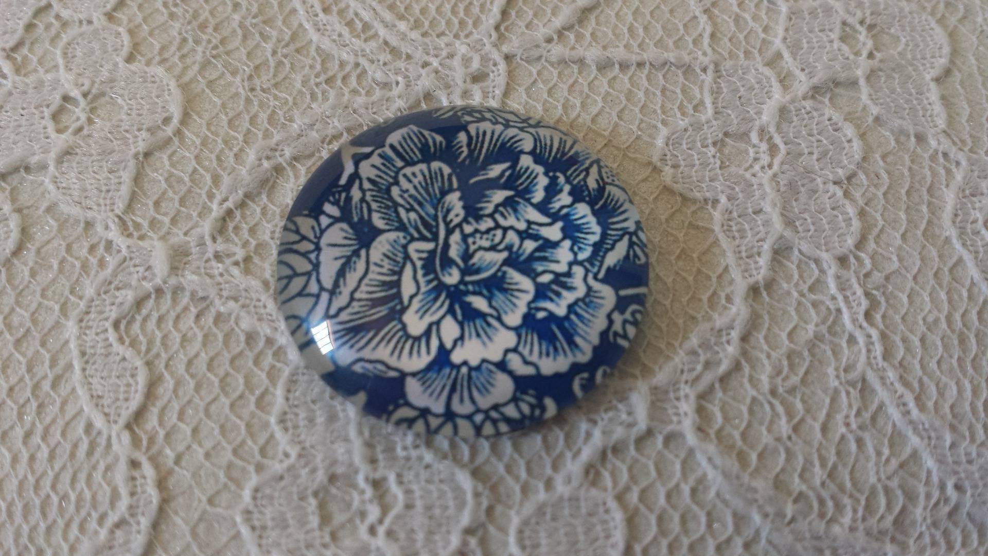 runder Glas-Cabochon 25mm Blume 015 