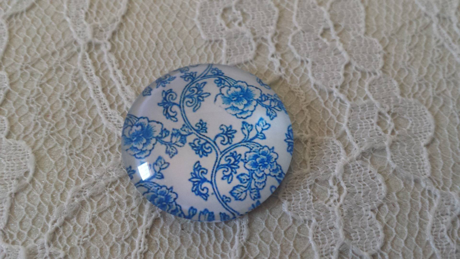 runder Glas-Cabochon 25mm Blume 014 