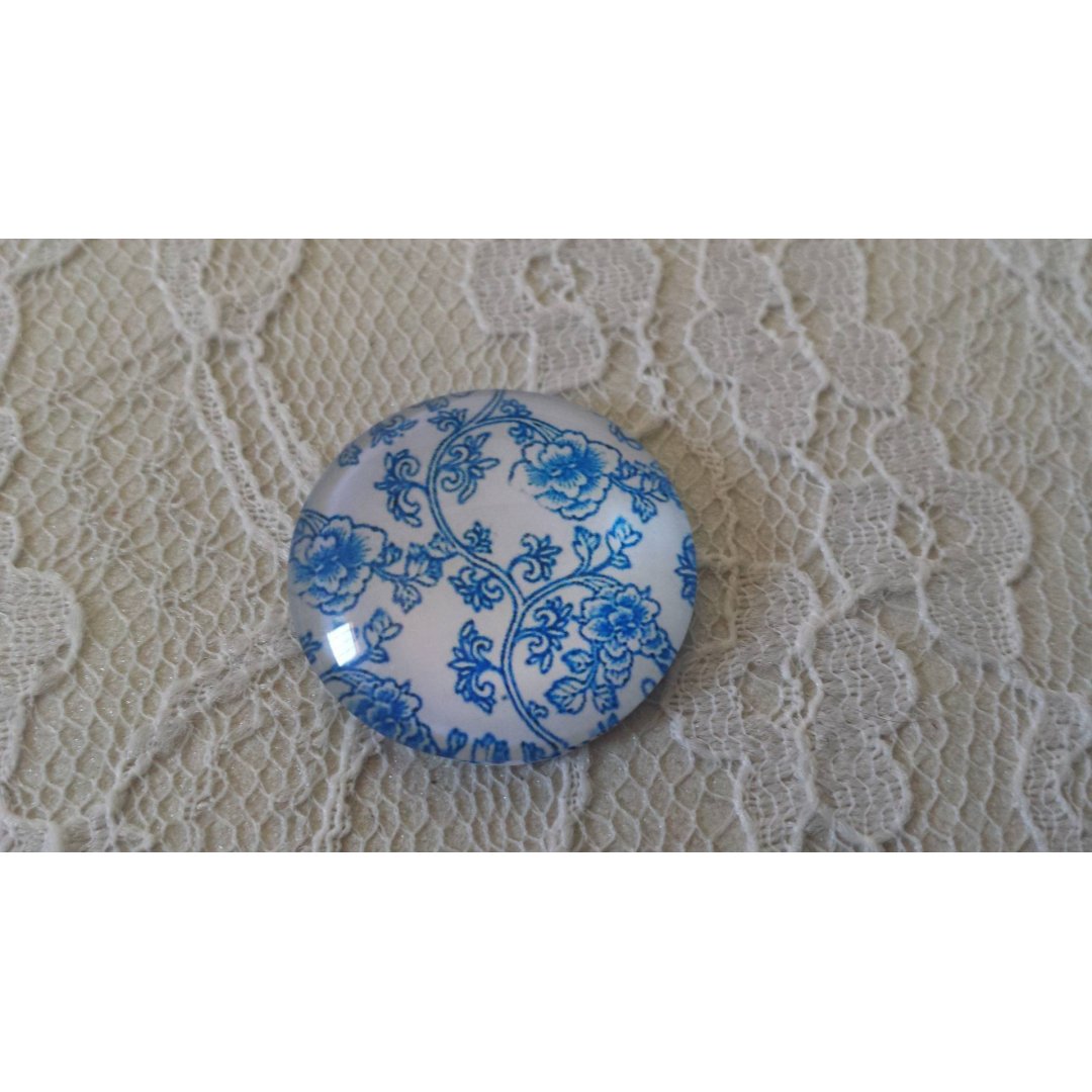 runder Glas-Cabochon 25mm Blume 014 