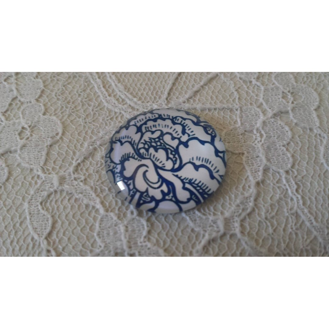 runder Glas-Cabochon 25mm Blume 013 