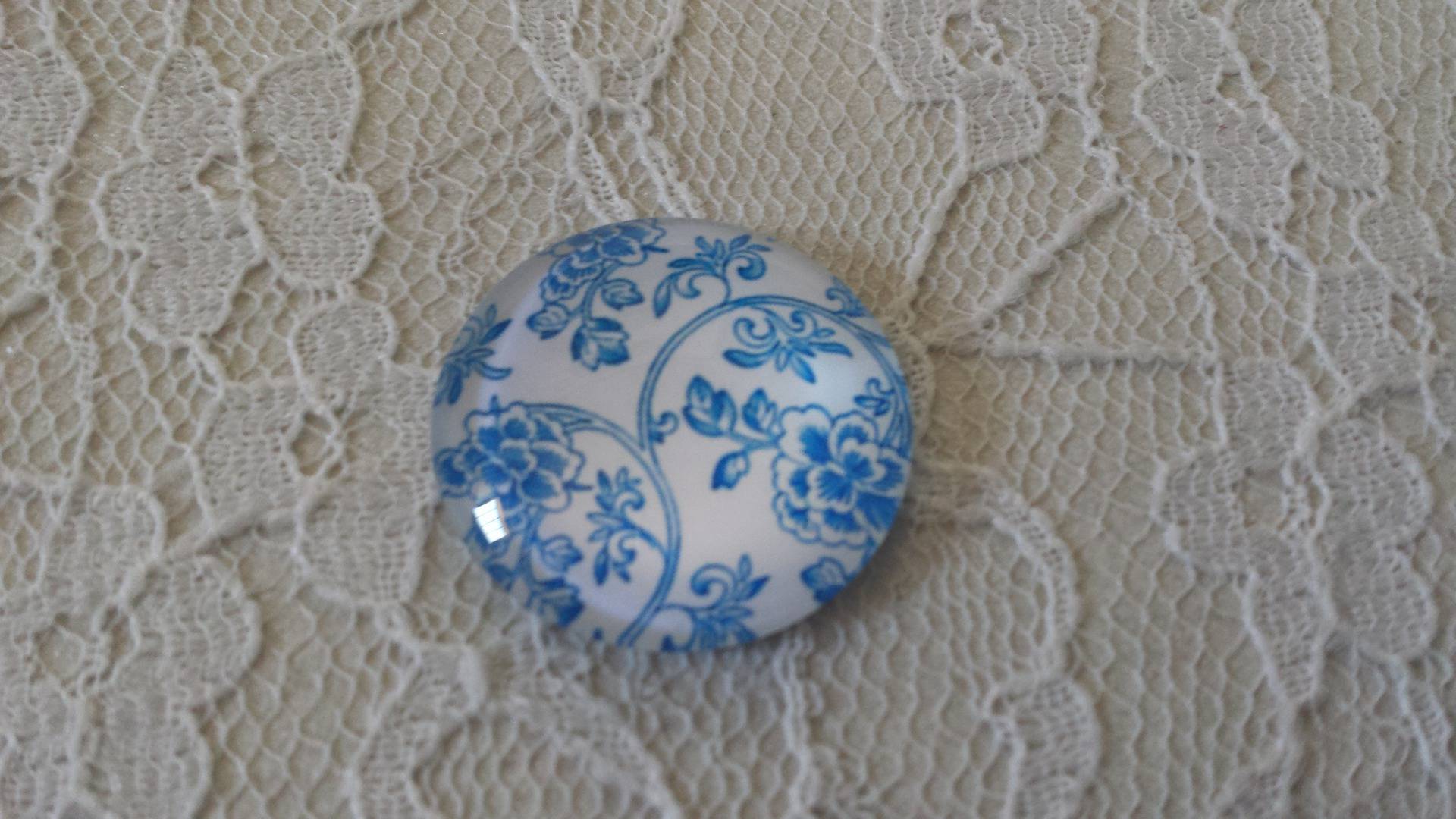 runder Glas-Cabochon 25mm Blume 012 