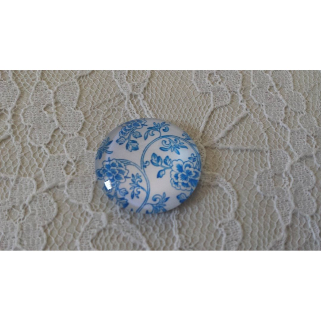 runder Glas-Cabochon 25mm Blume 012 