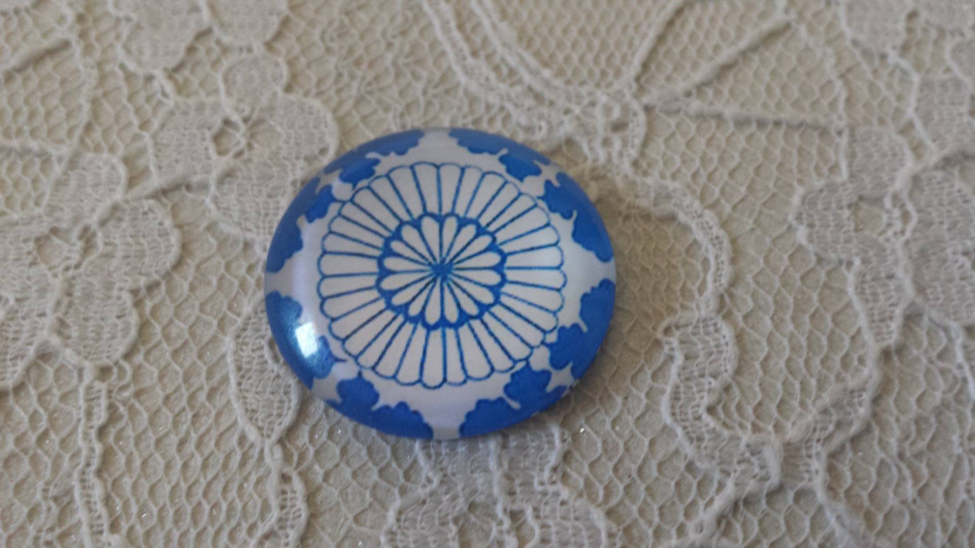 runder Glas-Cabochon 25mm Blume 011 