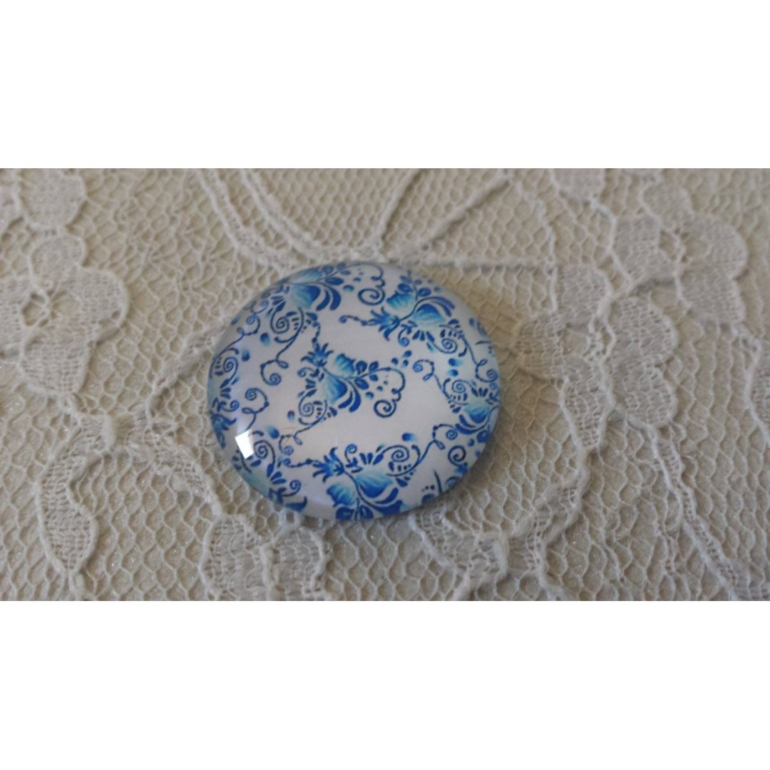 runder Glas-Cabochon 25mm Blume 010 