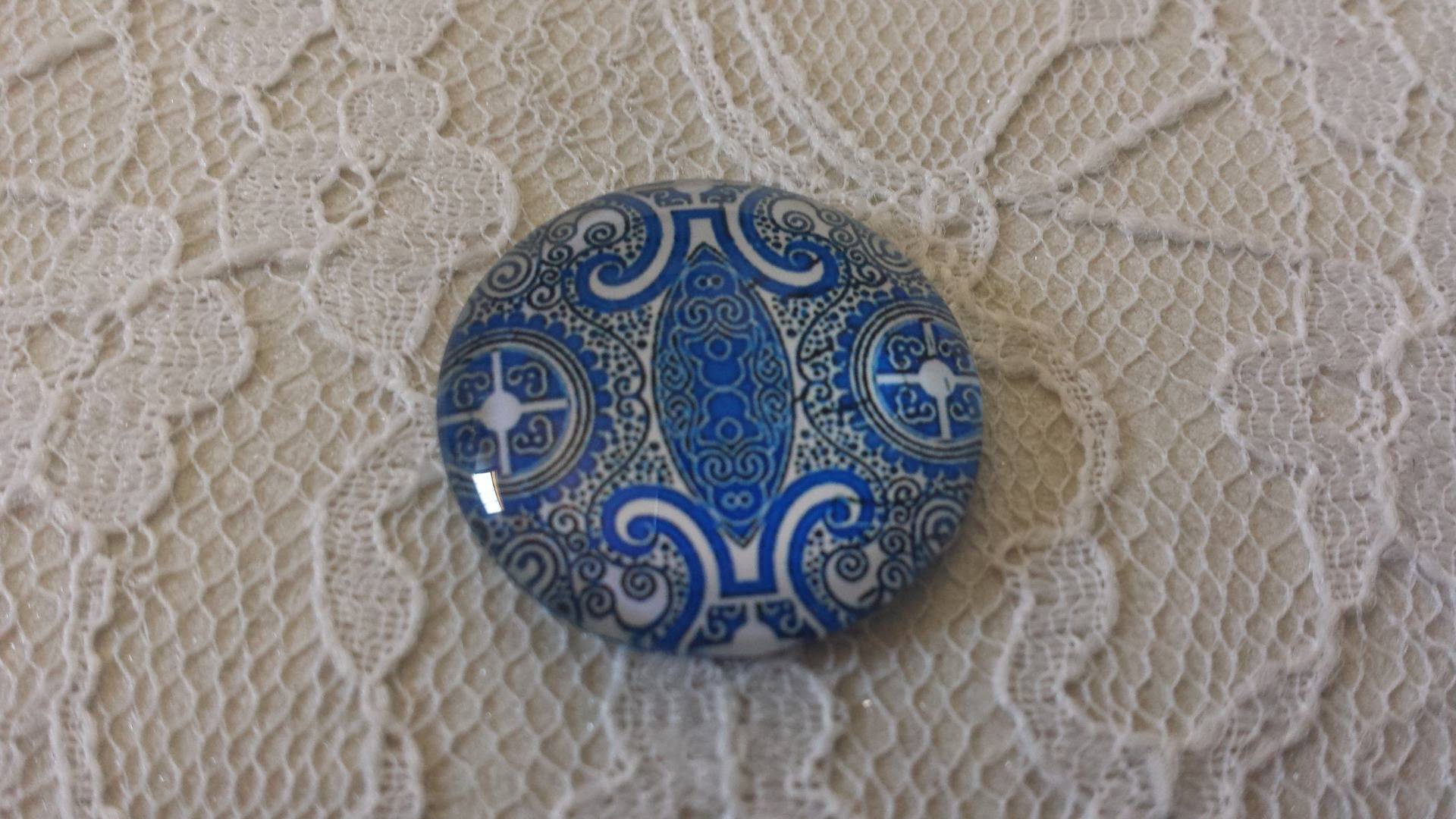 runder Glas-Cabochon 25mm Blume 008 