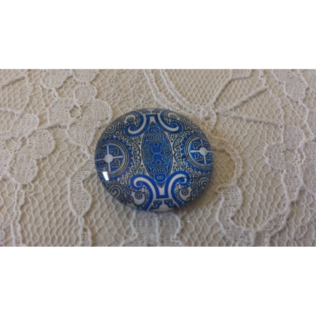 runder Glas-Cabochon 25mm Blume 008 