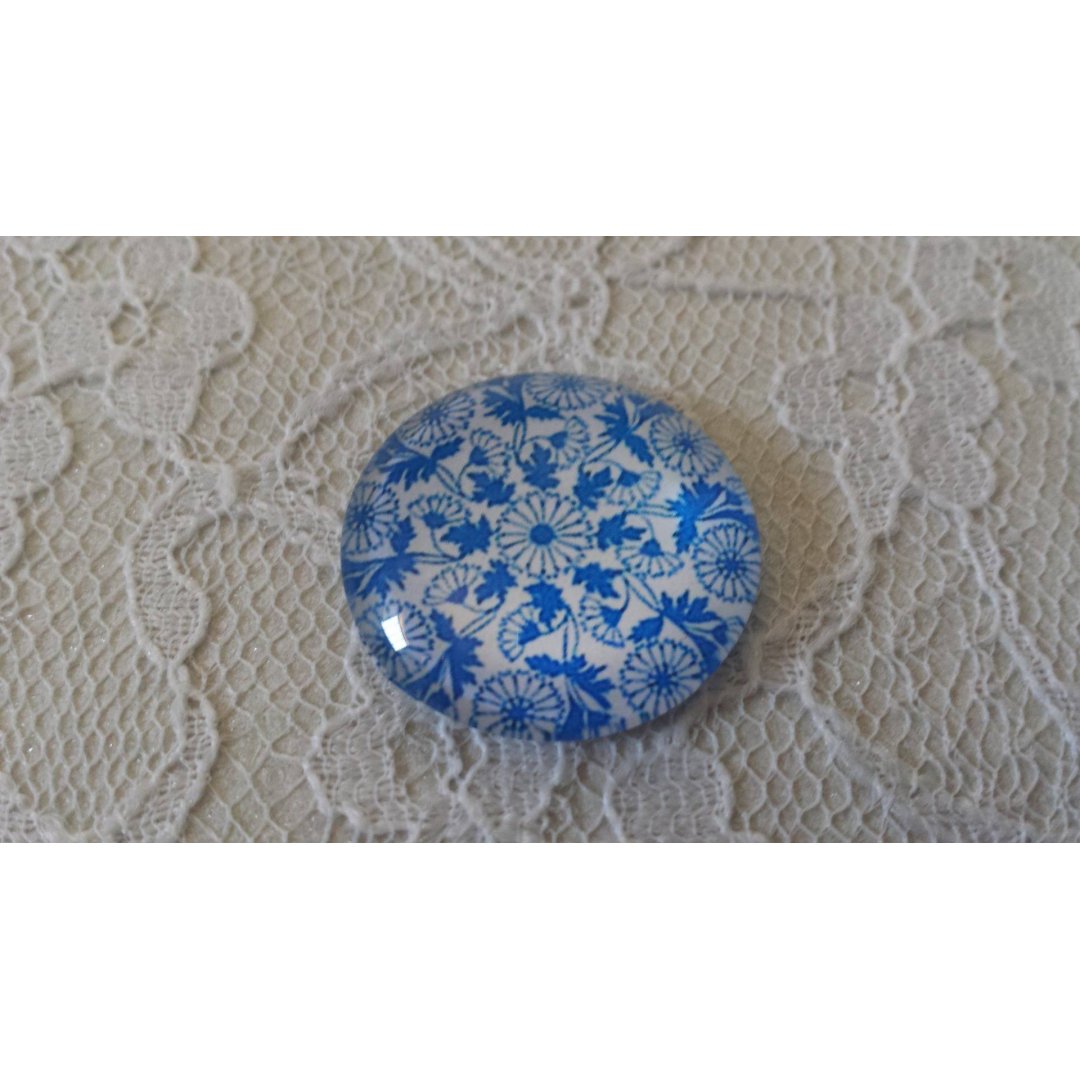 runder Glas-Cabochon 25mm Blume 006 