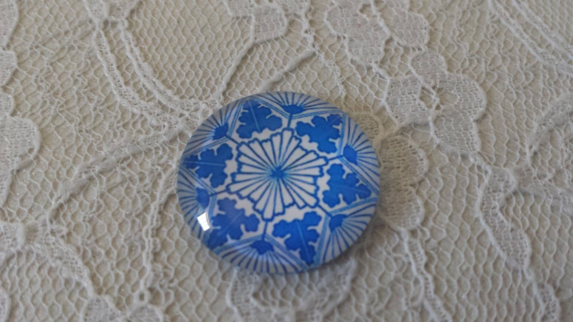 runder Glas-Cabochon 25mm Blume 005 