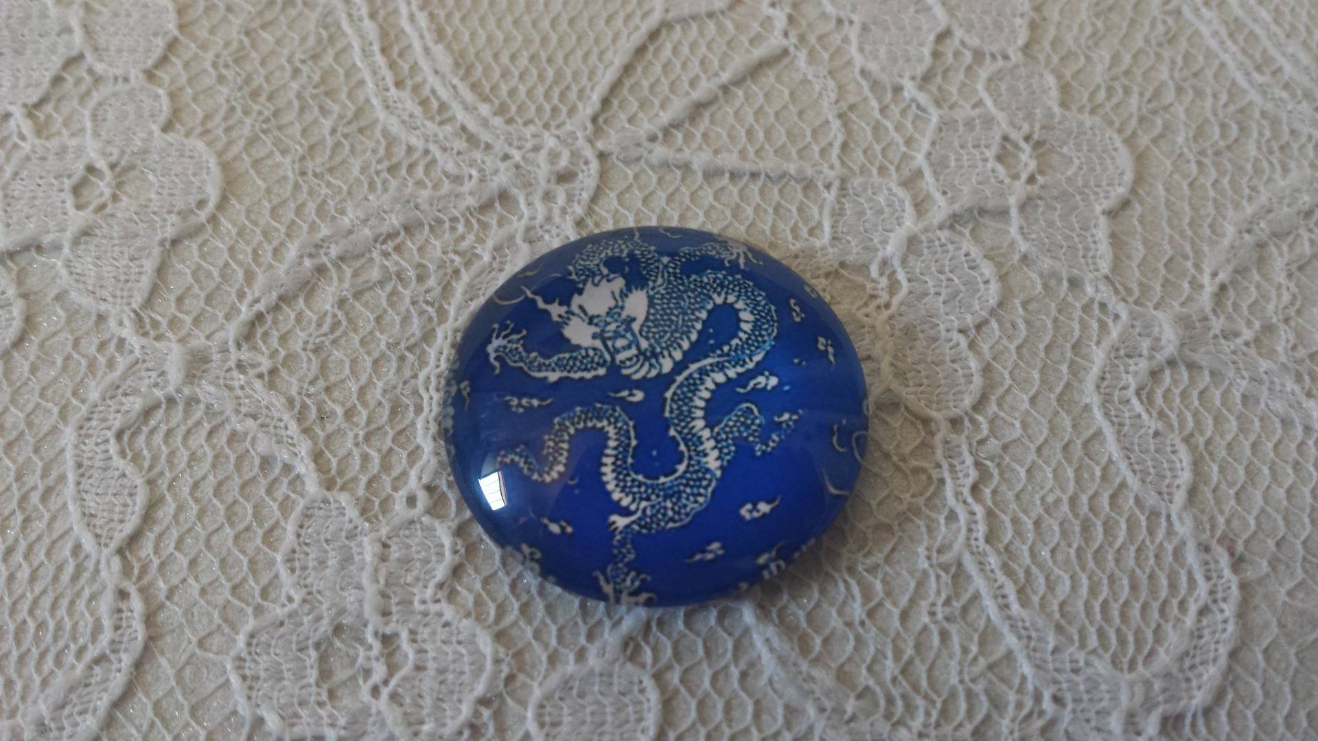 runder Glas-Cabochon 25mm Blume 002 