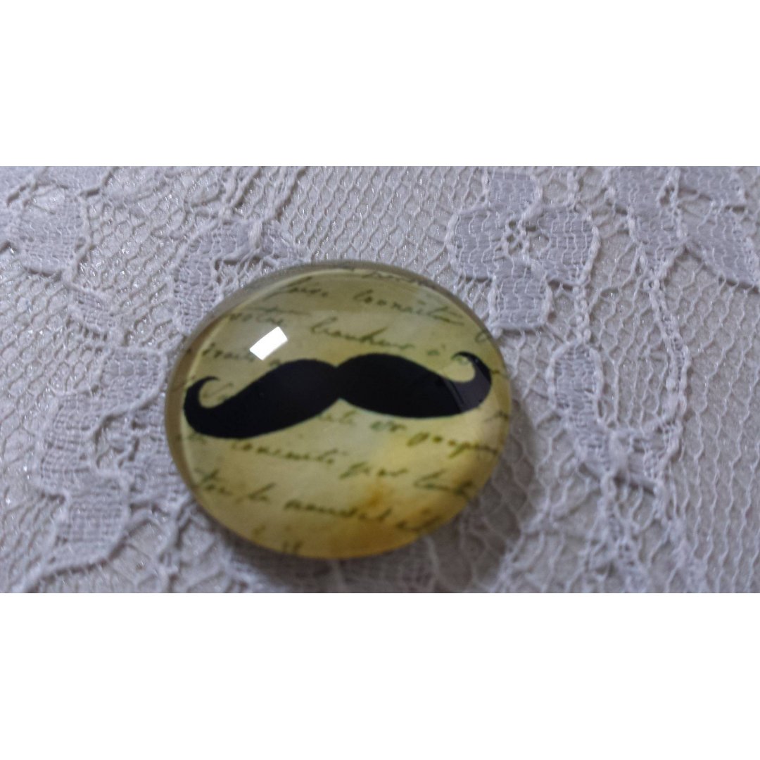 runder Glas-Cabochon 25mm Schnurrbart 020 