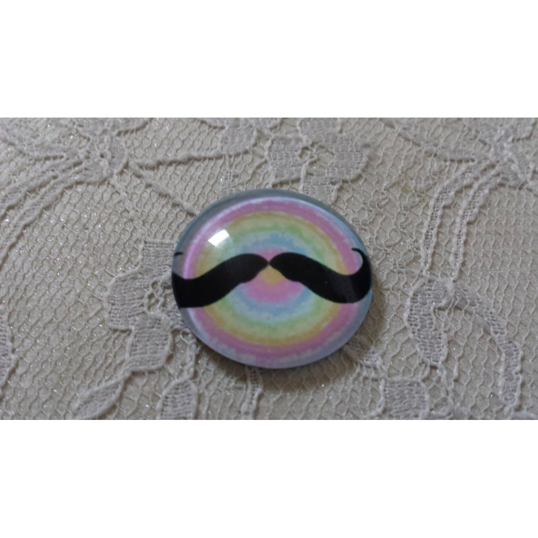 cabochon rund glas 25mm schnurrbart 001 