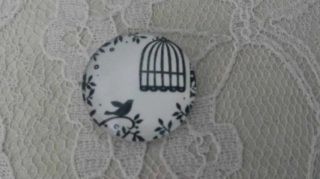 runder Glas-Cabochon 25mm V&ouml;gel 014 