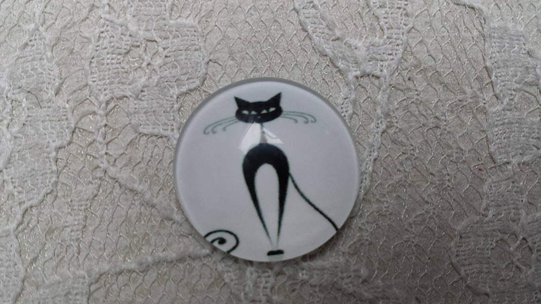 runder Glas-Cabochon 25mm Katze 016 