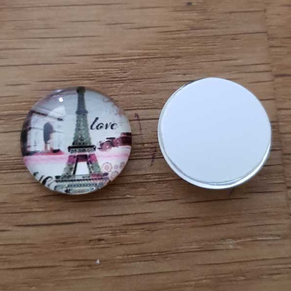 cabochon rond en verre 14mm divers 014