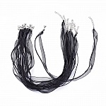 Organzaband-Halskette N°04 und beschichtete Wachskordel schwarz