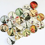 Lot 20 runde Glas-Cabochons 25mm Tour Eiffel 02 Mixed Glass Cabochon 