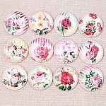 Lot 20 Glas-Cabochons rund 25 mm Blume Rose