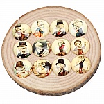 Lot 20 runde Glas-Cabochons 25mm Skelett Alter Mann Mixed Glass Cabochon 
