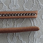 10 mm Natural Regaliz-Leder mit Silberkette pro 20 cm